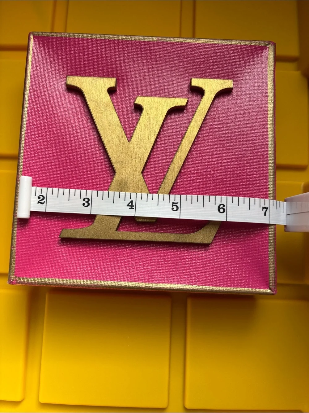 Lux-Style Pink Wall Plaque with Gold Monogram